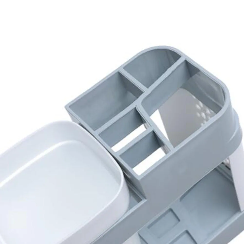 

1pc Multifunctional Toothbrush Holder Set Plastic Cup Shelf Desktop Bathroom Organizer Safe Pp Material Practical Storage Rack