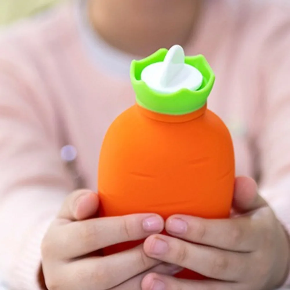 Leak Proof Carrot Shape Hot Water Bag Silicone Cute Water-filling Bag Thermal Reusable Hand Warmer Winter