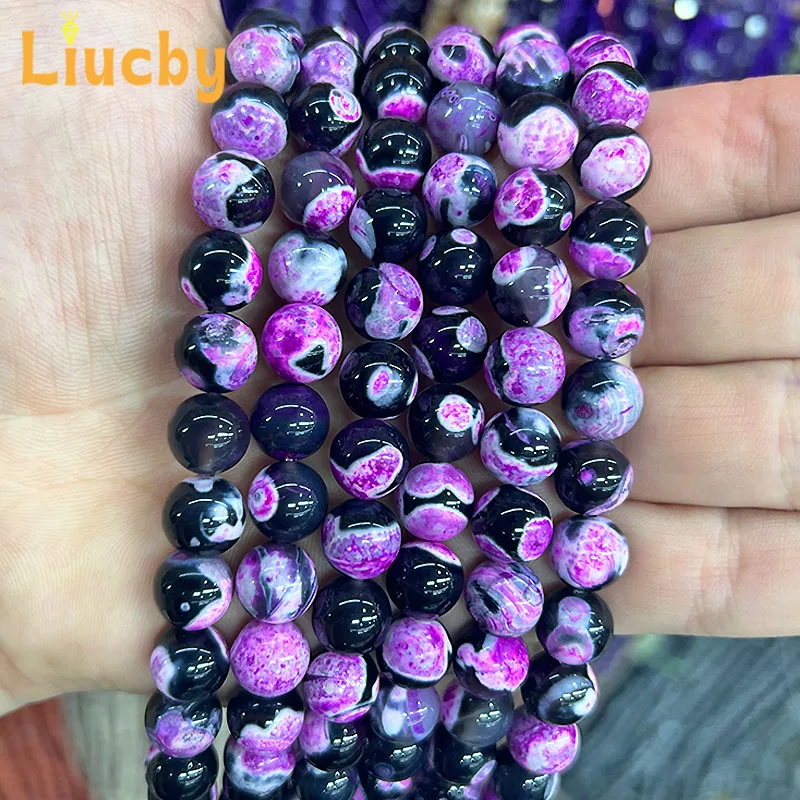 Naturstein Rose roter Feuerachat handgemachte runde Perlen für Schmuckherstellung DIY Schlüsselanhänger Fußkettchen Zubehör 15" Großhandel 6/8/10mm – Detail 6