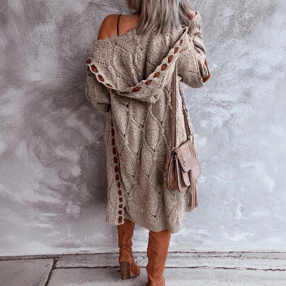 سترة نسائية للخريف والشتاء مريحة كاجوال عصرية بلون سادة وأكمام طويلة وأزرار أمامية #5