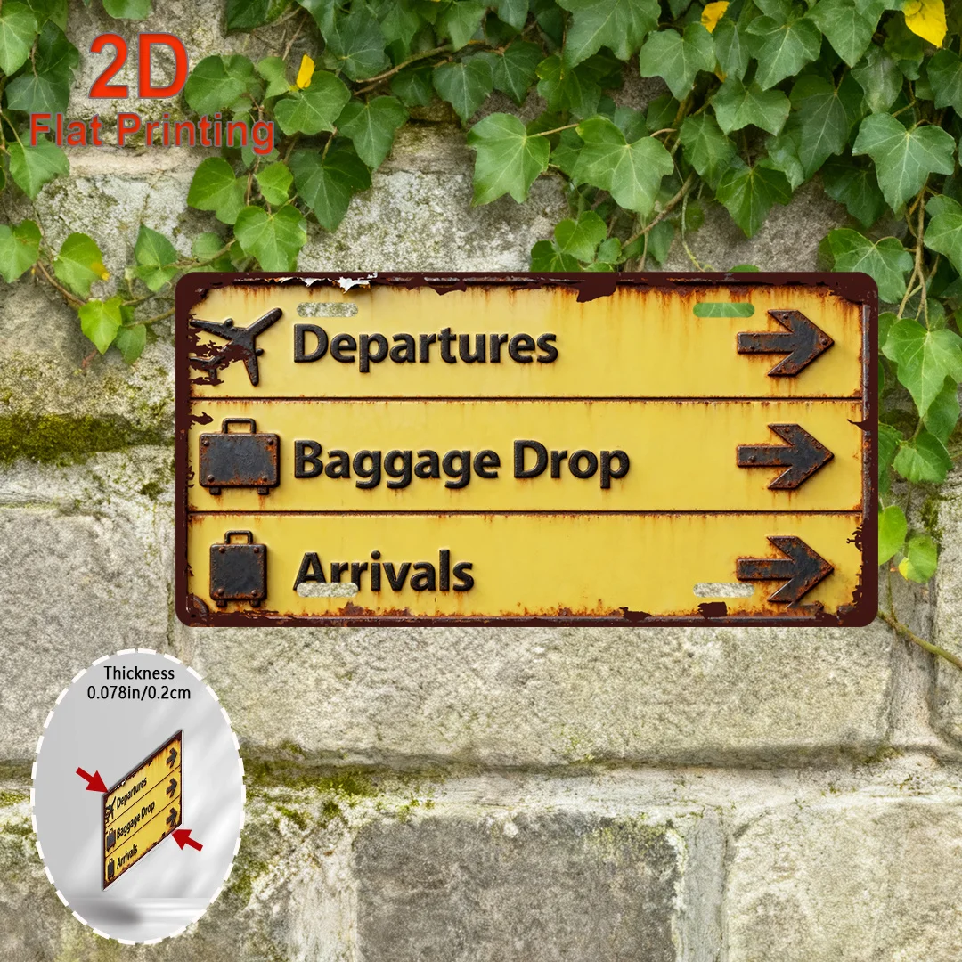 2D Flat, 2D Flat Printing, 1pc, for Decorative Use Solely, Decorative Signs And Plaques (15.24cm X 30.48cm), Retro Baggage Dr