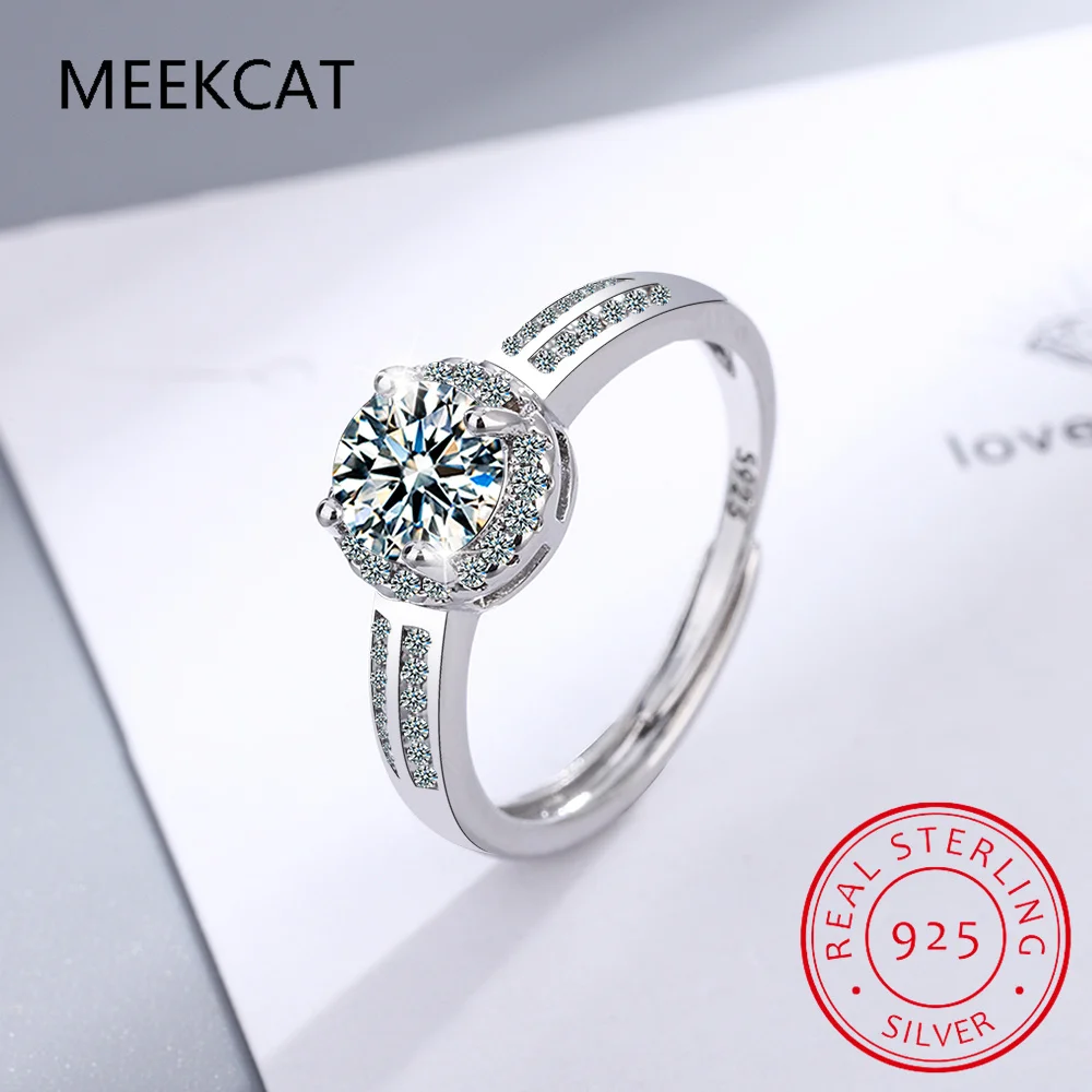 2/3CT Luxury Moissanite Wedding Rings for Women White Gold Plated Sparkling Diamond Band S925 Sterling Silver Jewellery