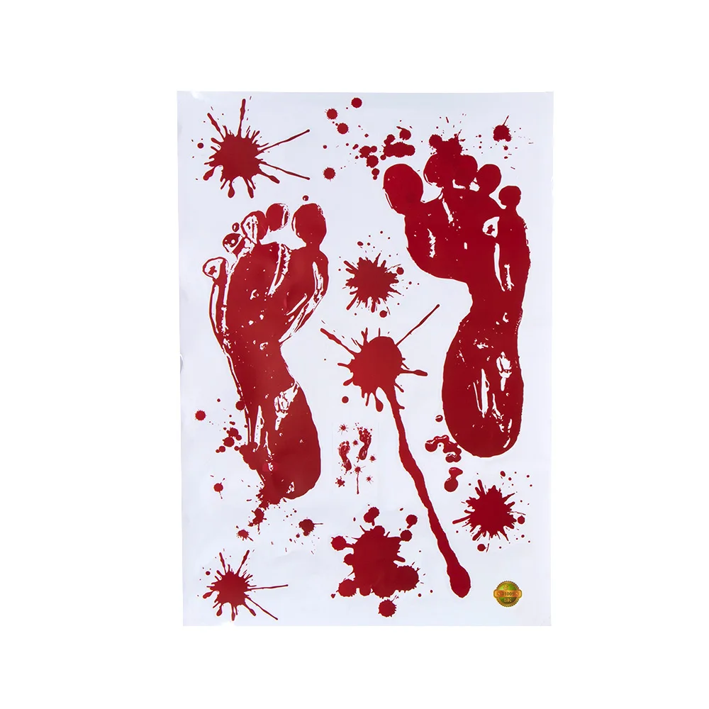 

Removable Widnow Decor DIY Halloween Decor Wall Stickers Blood Handprint Horror Finger Foot