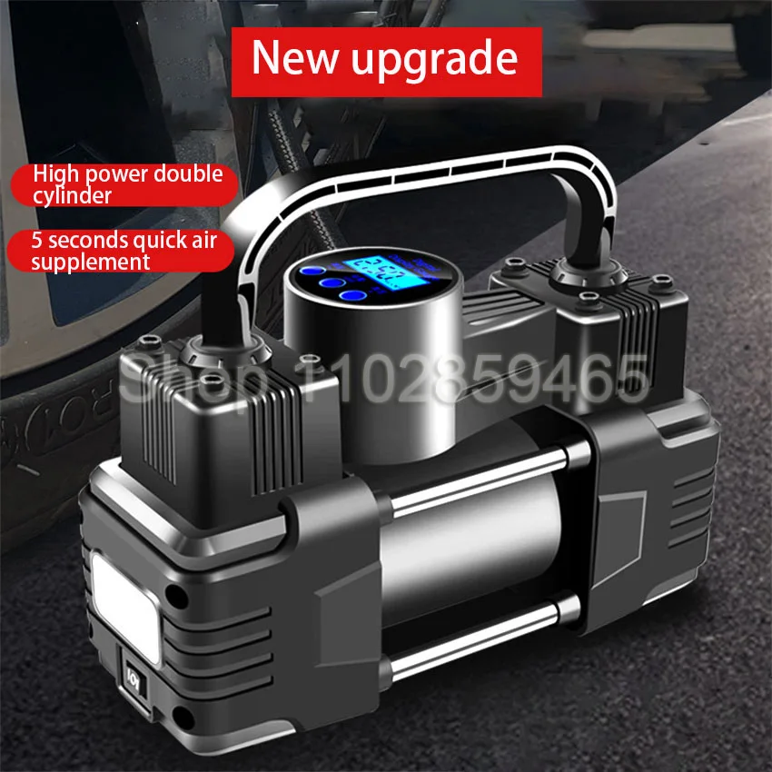 Vehicle Mounted Inflator Pump 12V Tire Air Pump Car 2 Cylinder Air Compressor For Small Automobile Portati