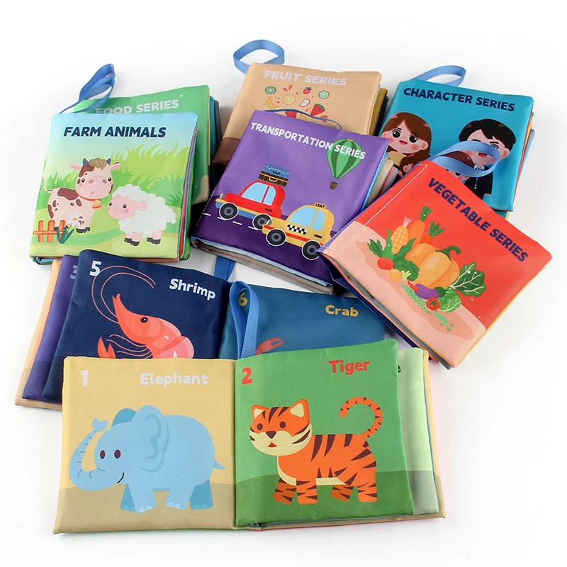 8 unidades/pacote livro de pano de bebê não tóxico ensina rotinas diárias e emoções brinquedo educativo mastigável seguro