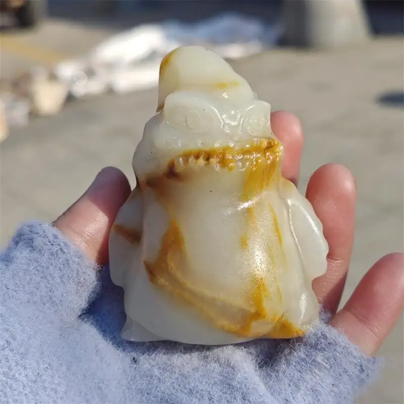Natural Quartz Calcite Cartoon Monster Carving Crystal Love Healing Fengshui Gemstones Home Decoration Holiday Gift 1PCS