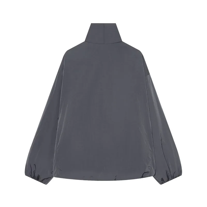 Nine Zar Women's Loose Fit Casual Pilot Jacket High Collar Button up Outerwear Long Sleeve Other Material Winter Fashion