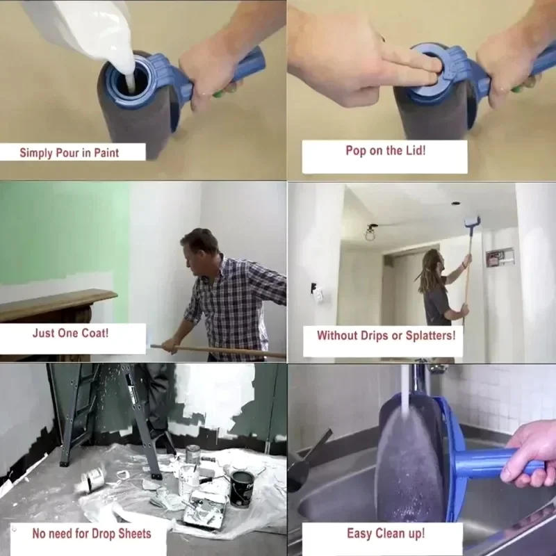 1PC Wall Paint Roller Tools Self-Priming Large Drum Brush for Wall Painting Latex Paint Wall Brush