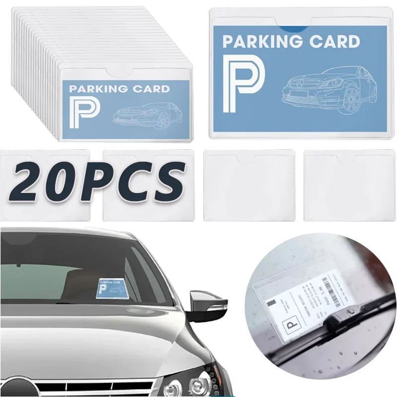 Transparent Card Bag Plastic Card Cover Windshield Parking Permit Pocket Self-adhesive Clear Label Bag Bill Storage Card Holder
