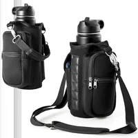 Soporte magnético para botella de agua, bolsa portabotellas para gimnasio con asa de bolsillo para teléfono, correa para el hombro, 6 imanes integrados, botella de agua