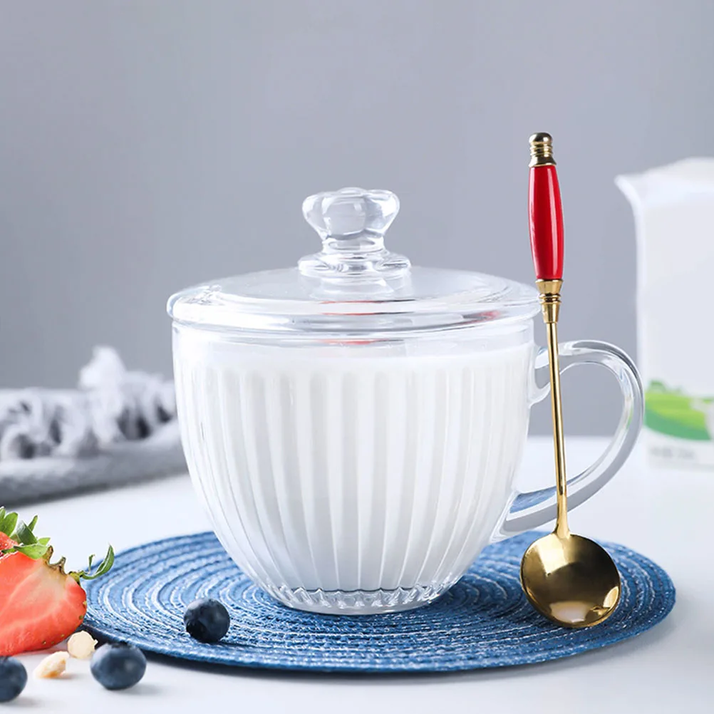 

Большая стеклянная чашка премиум-класса для завтрака, цельная форма, без суставов, с крышкой, многофункциональная стеклянная чаша, контейнер для фруктов для молочных хлопьев