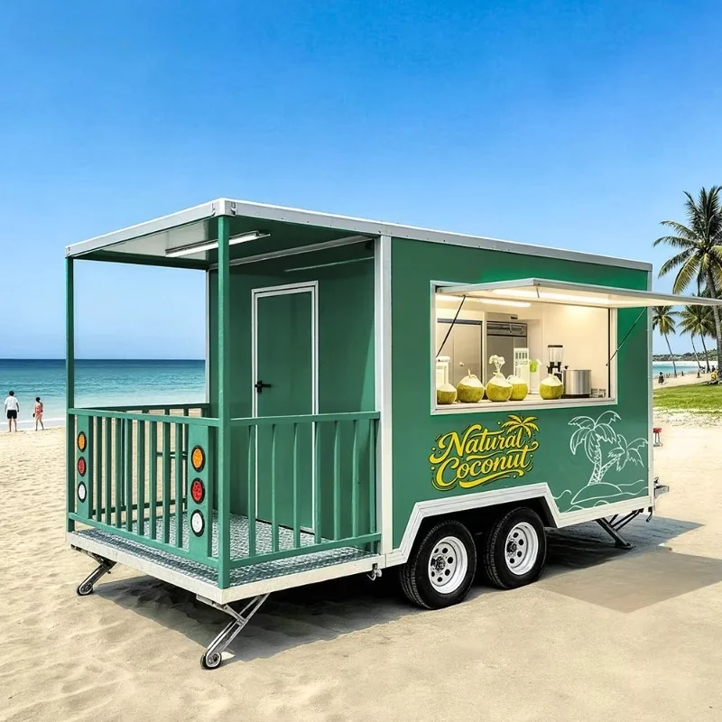 Custom Trailas De Comida BBQ Food Trailer Fully Equipped Kitchen Mobile Drink Bar Catering Dessert Truck With Porch