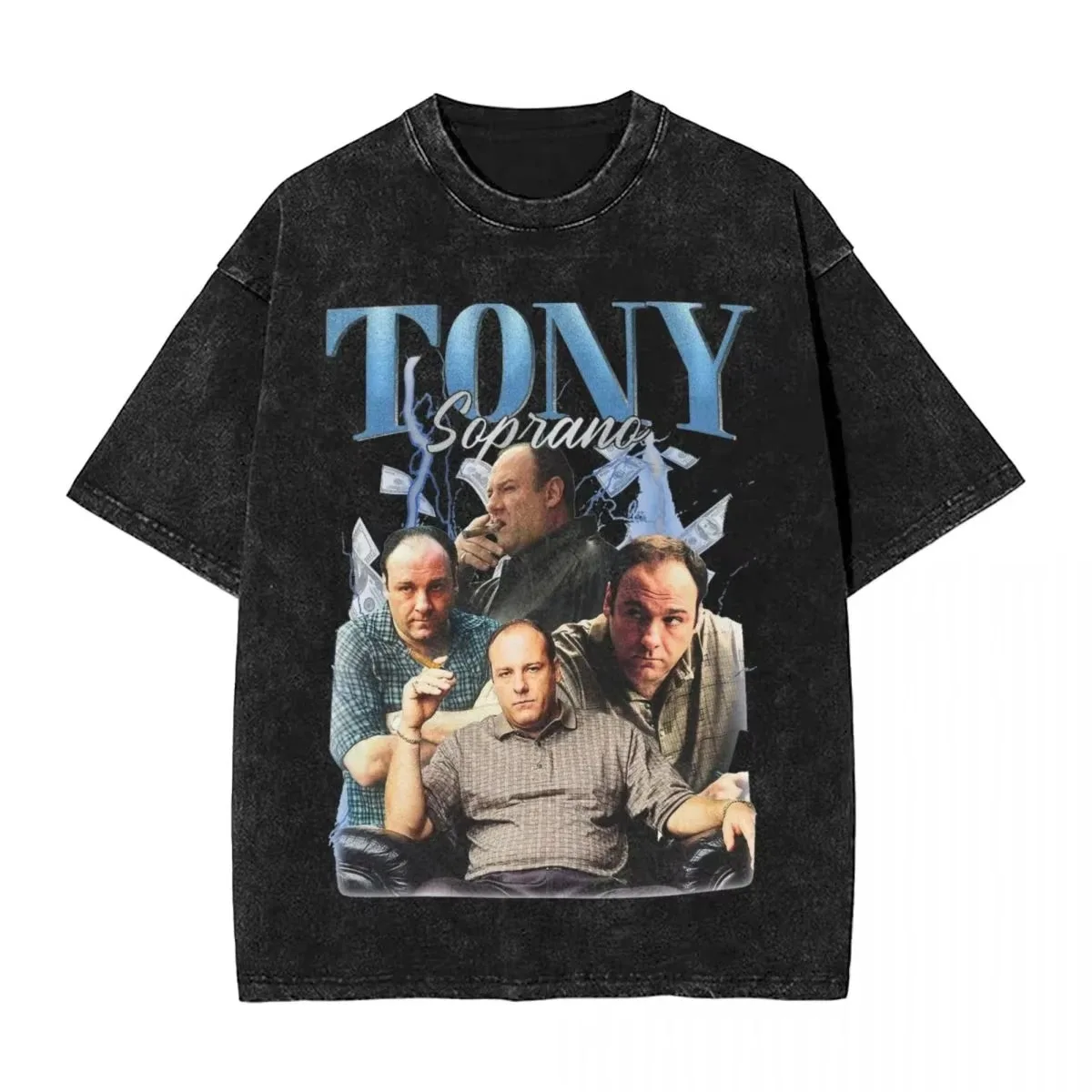 The Sopranos Vintage Washed T Shirt Tony Soprano Trendy Cool Short Sleeve Retro Summer Casual Comfortable Top Loose Casual Tees