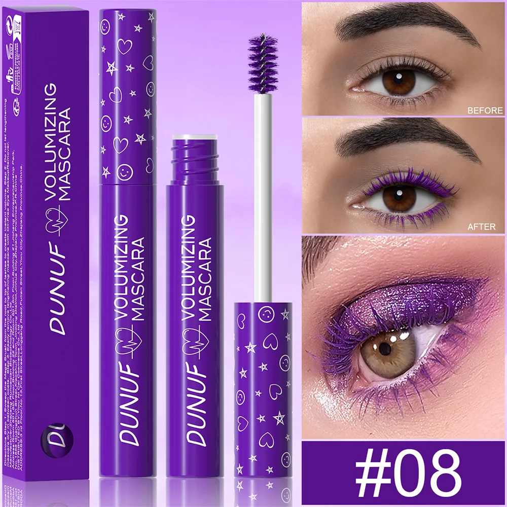 2 pezzi Mascara riccio sottile viola verde, Mascara colorato impermeabile non facile da sbavare, testina sottile portatile, trucco per le vacanze