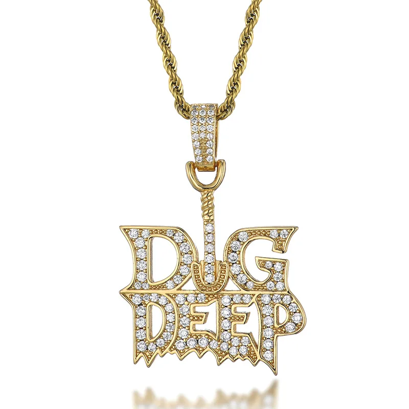 Hip Hop Claw Setting 5A+ Cubic Zirconia Bing Iced Out Anchor Big Deep Letter Pendants Necklace for Men Rapper Jewelry Gift