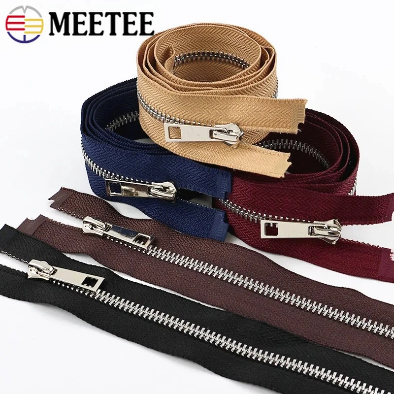 

5Pcs 5# Metal Zippers 40-80cm Open-End Zipper Clothes Bags Replace Zips Luggage Closure Zip Repair Kits DIY Sewing Accessories