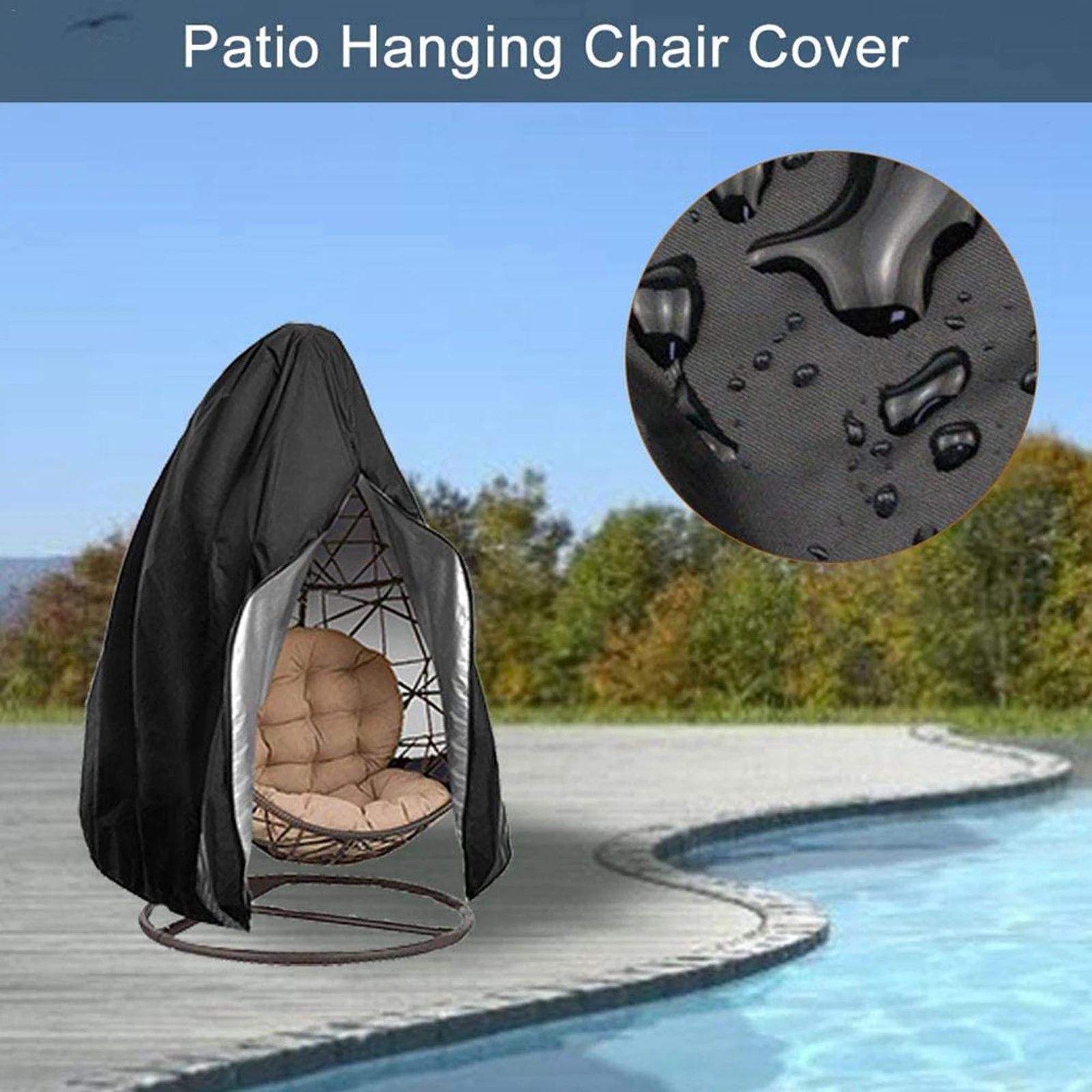 Funda para silla colgante de Patio y jardín al aire libre, columpio grande, asiento individual, resistente al viento, impermeable, Protector para silla de huevo y Patio