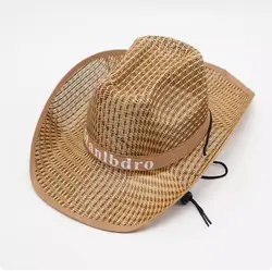 Straw Hat For Men Summer Outdoor Fishing Flat Edge Sunblock With Large Eave Shade Jazz Beach Western Cowboy Hat Sun Hat