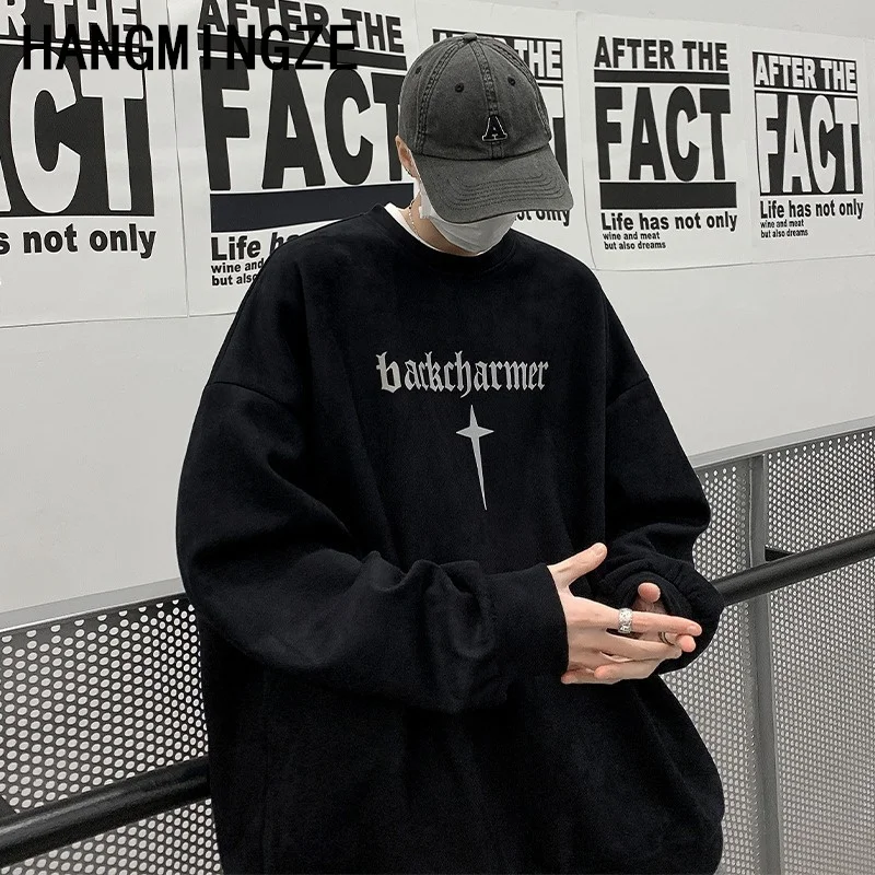 New Autumn Streetwear Fashion Vintage Heavy Sweatshirts Men American Retro Hip Hop Casual Oversized Sweatshirts Men Clothing Top