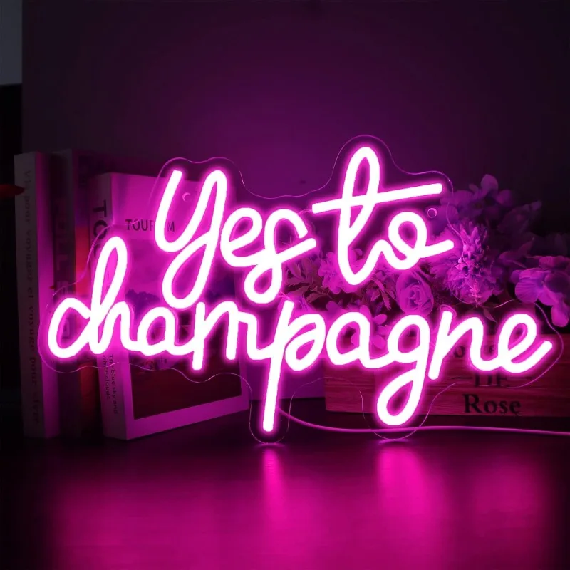 Pink Champagne Neon, Wall-mounted, Indoor Neon Signs for Kitchens,Business,Men's Private Spaces, Bars, Party Games,Bedroom Decor