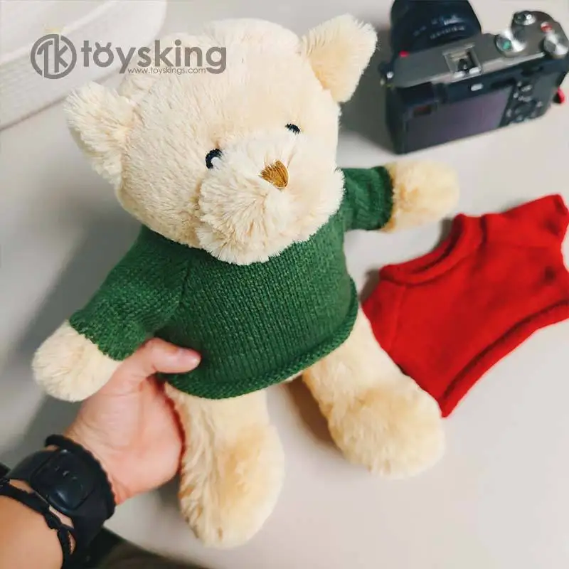 Lovely Sweater Teddy Bear Stuffed Doll Soft Fluffy Pp Cotton Skin Friendly Children Sleeping Partner Holiday Present
