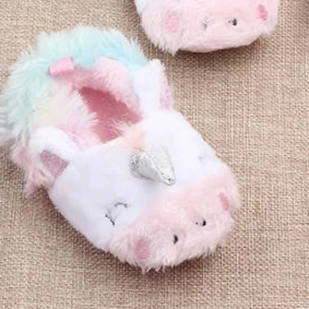 Chaussures d'intérieur chaudes en coton pour bébé, chaussures d'automne et d'hiver pour bébés âgés de 0 à 1 ans (licorne colorée 10.5cm)