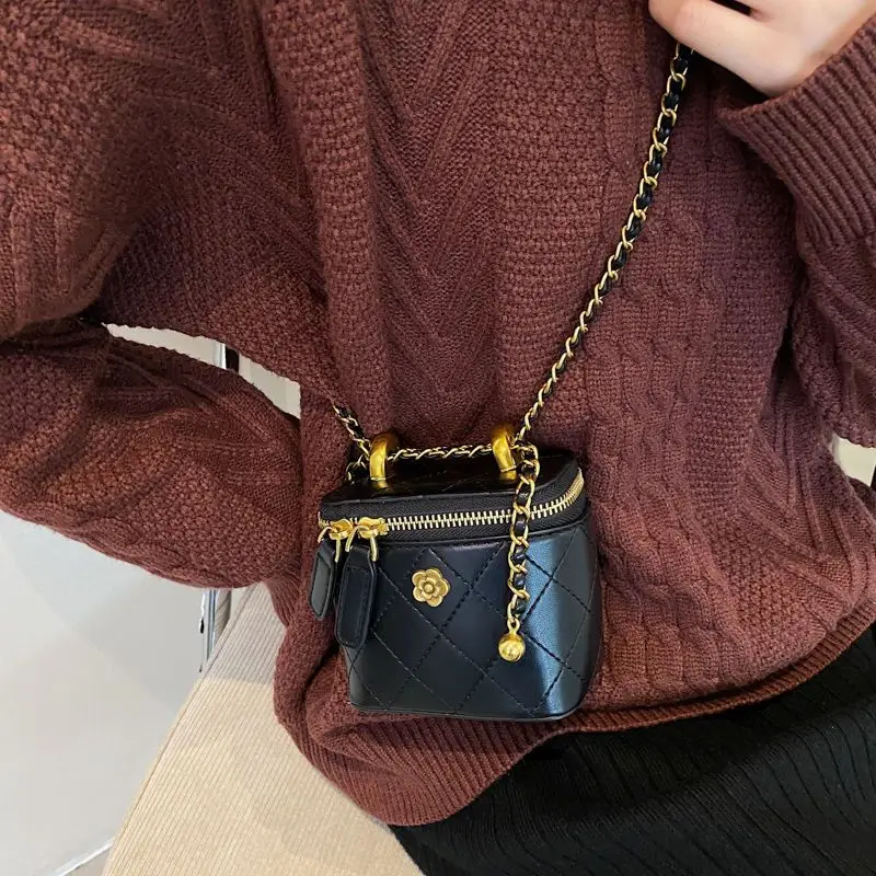 

ELLOVADO New Rhombus Lattice Mini Square Bag For Women Luxury Designer Chain Shoulder Bags Sac A Main Femme Versatile Crossbody