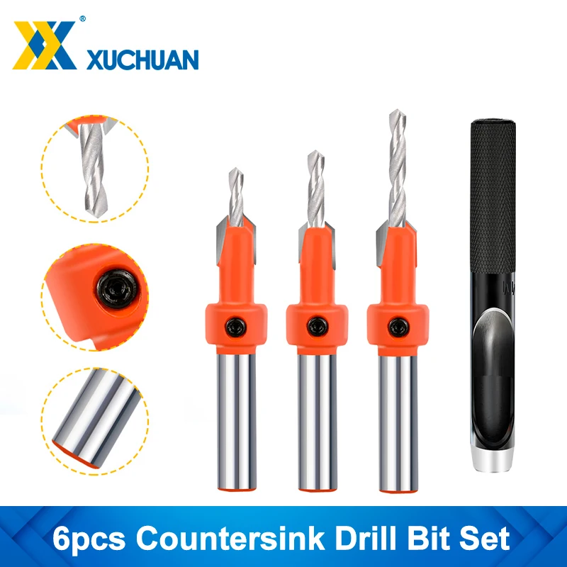 

XUCHUAN 8mm Shank HSS Screw Cutter Woodworking Countersink Drill Bit Tungsten Counterbore End Mill for Wood Milling Cutter