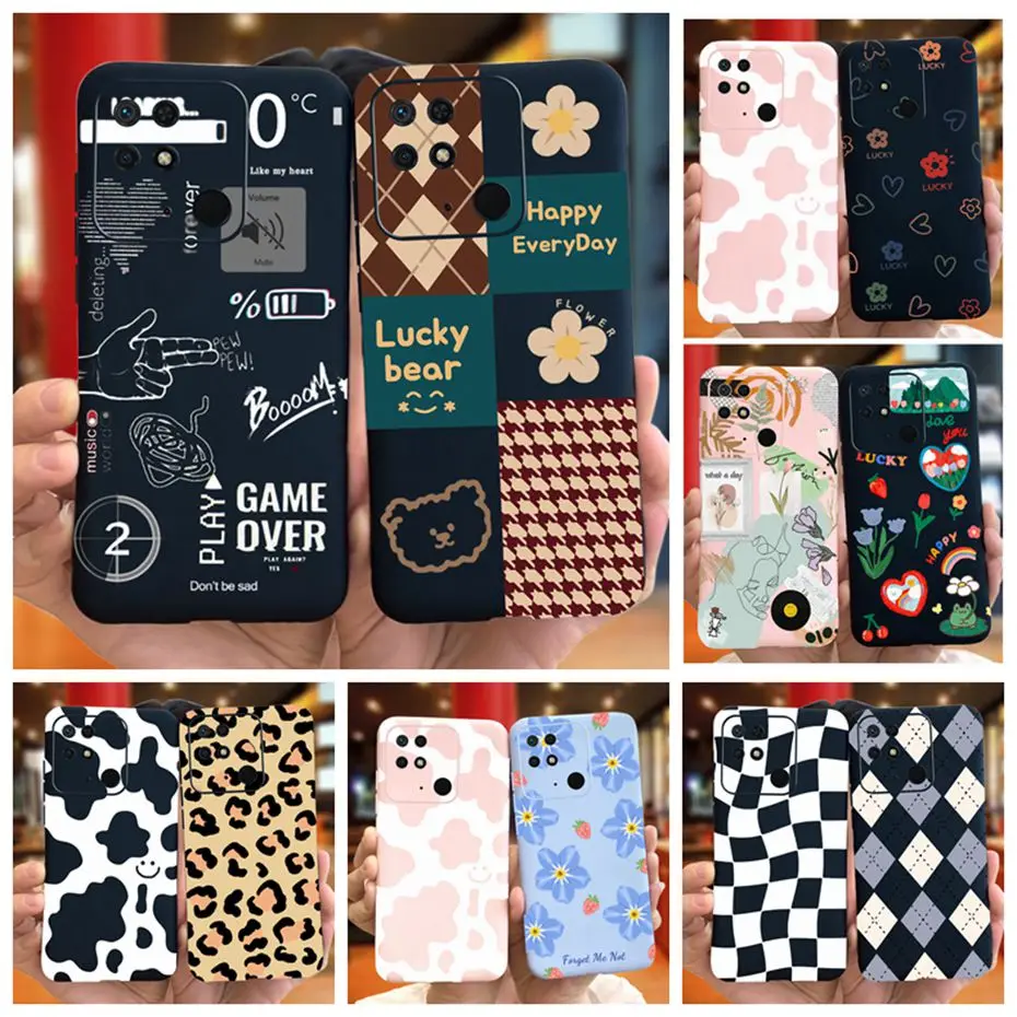 For Xiaomi Redmi 10C Case Redmi 10 (India) Lovely Pattern Candy Color Silicone Cover Coque For Redmi10c 10 C Soft TPU Phone Case