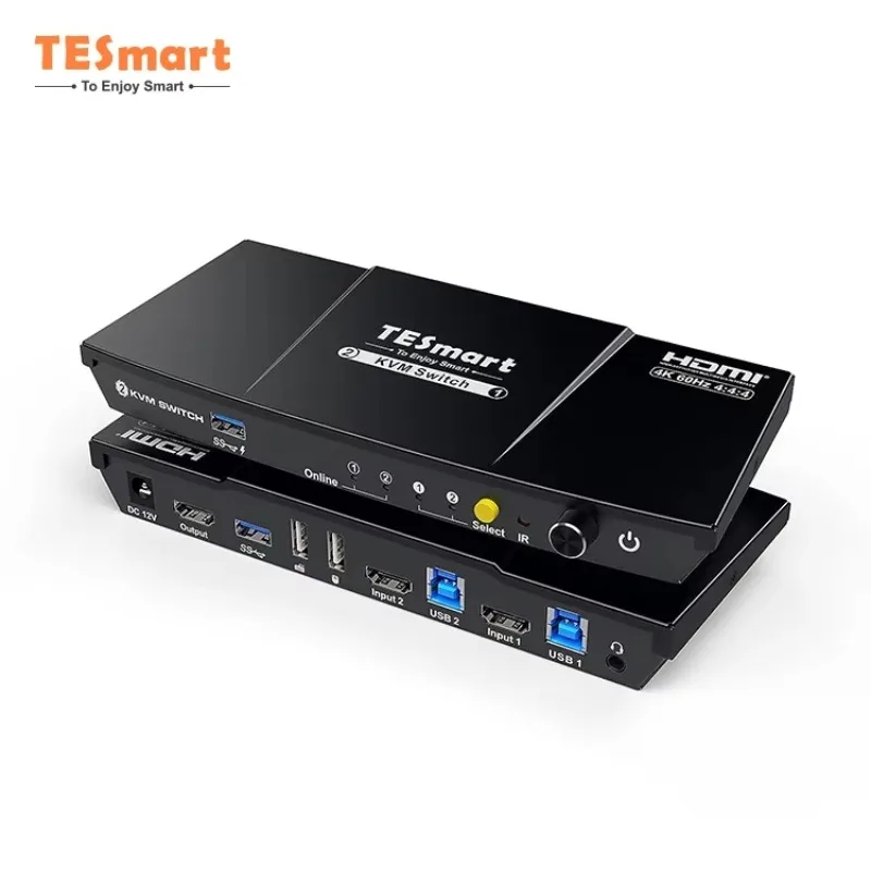 

2 Ports KVM Switch 2 in 1 Out HDCP 2.2 EDID Emulators USB 3.0 Port Audio Output 4k60hz HDMI KVM Switches