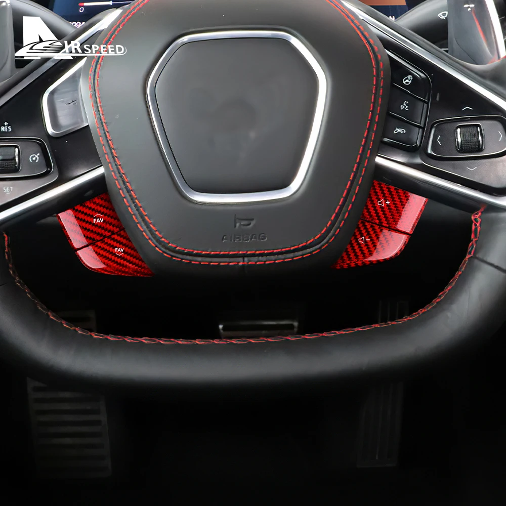 Real Hard Carbon Fiber For Chevrolet Corvette C8 2020 2021 2022 2023 Car Steering Wheel Panel Sticker Interior Trim Accessories