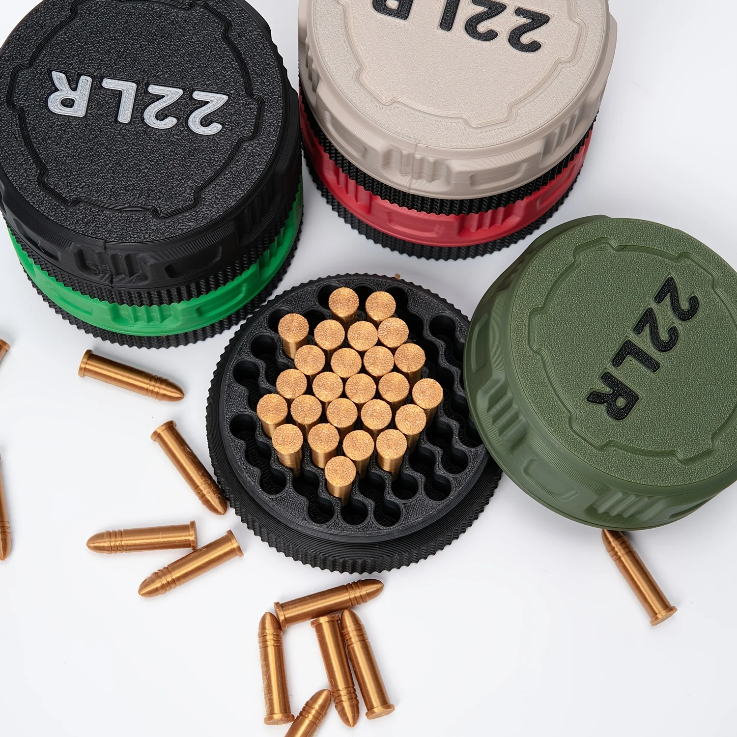 Mini Ammunition Storage Box for .22LR Caliber, Compact Durable Ammo Case with Screw-On Lid, Portable Pocket-Sized Carrier