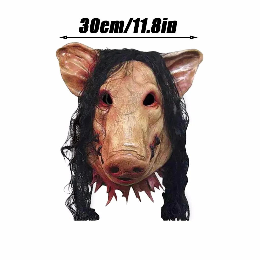 ハロウィン怖い鋸豚頭マスクコスプレパーティー恐ろしい動物マスクフルフェイスラテックスマスクハロウィンパーティー装飾ラテックス小道具