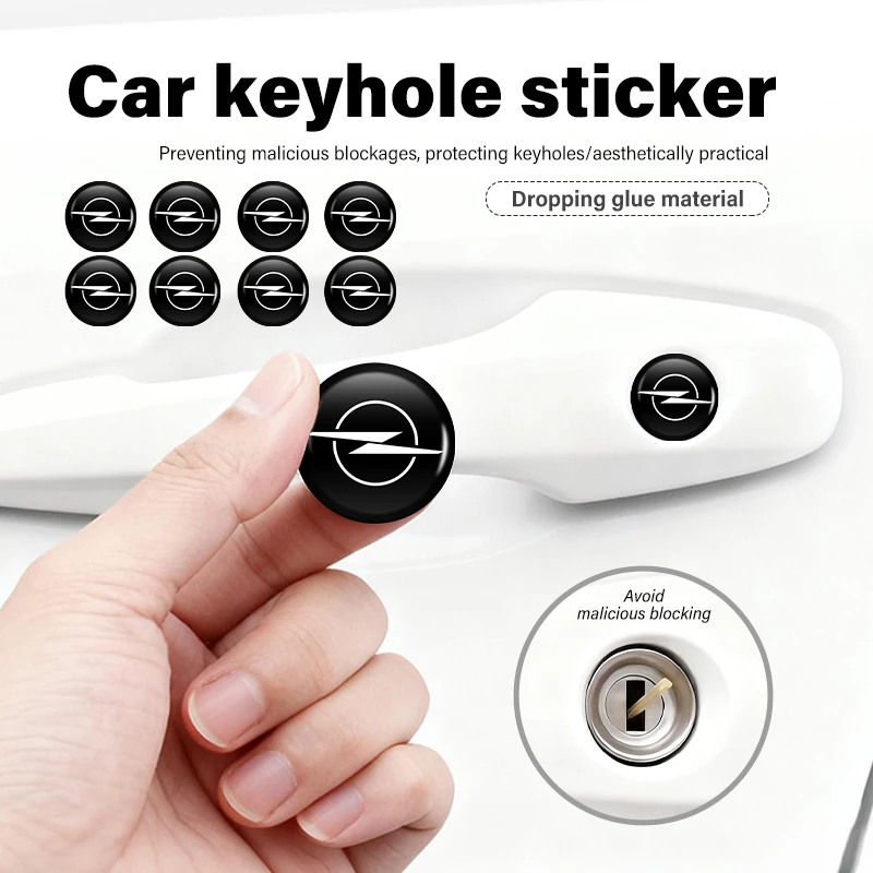 8/12pcs Car Door Keyhole Stickers Auto Logo Sticker Accessories For Opel Insignia Corsa Zafira Meriva Mokka Astra H K C D