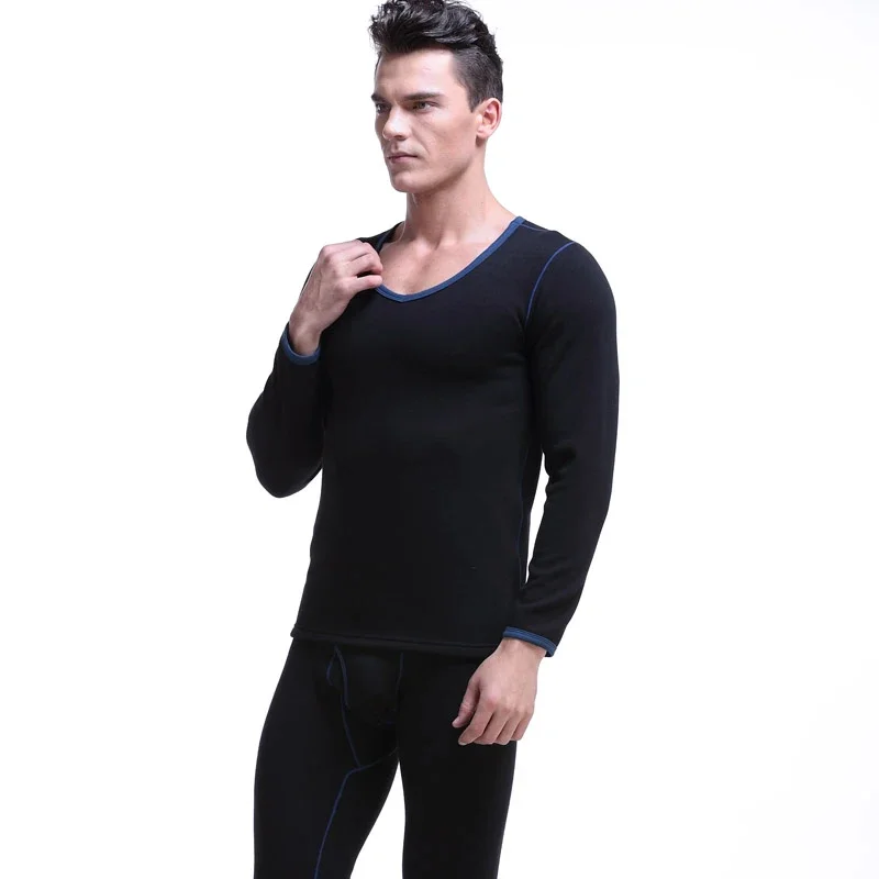 

Autumn and winter men's thick and fleece V-neck cold-proof tight youth cotton sweater long Johns thermal underwear set