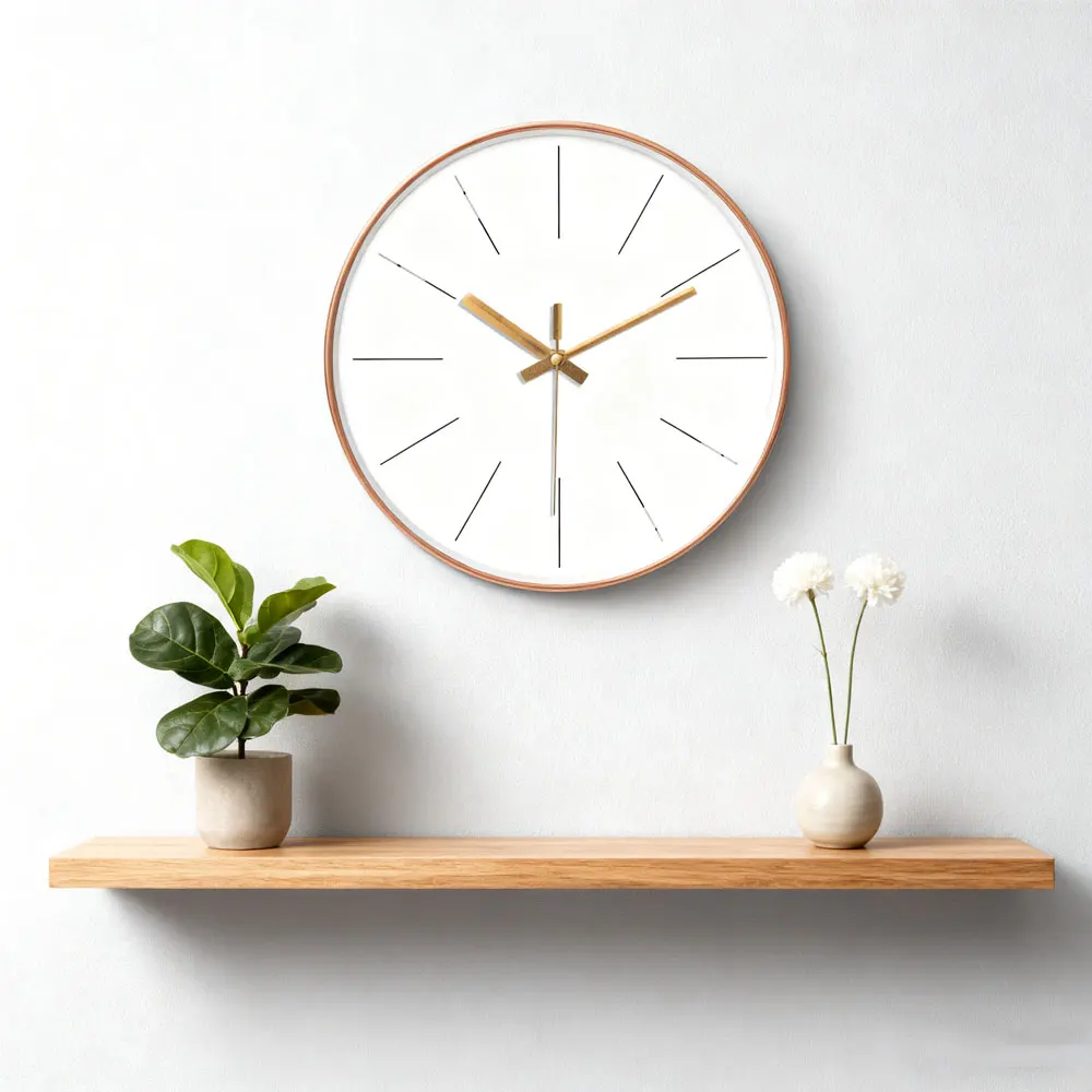 8Inch Minimalist Line Wall Clock Silent Quartz Clock Modern Black Frame Sleek Home Decor for Living Room Bedroom Office