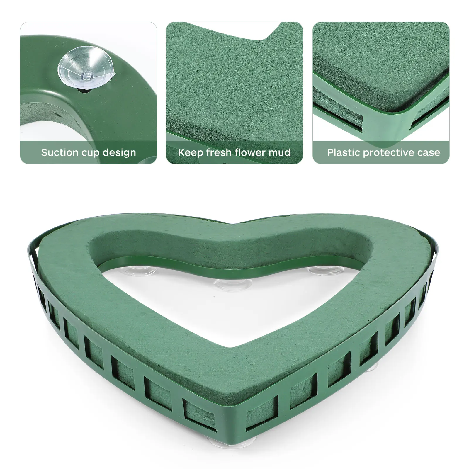 

Love Insertion Flower Holders Form Heart Shape Artificial Foan Green Wedding Decoration