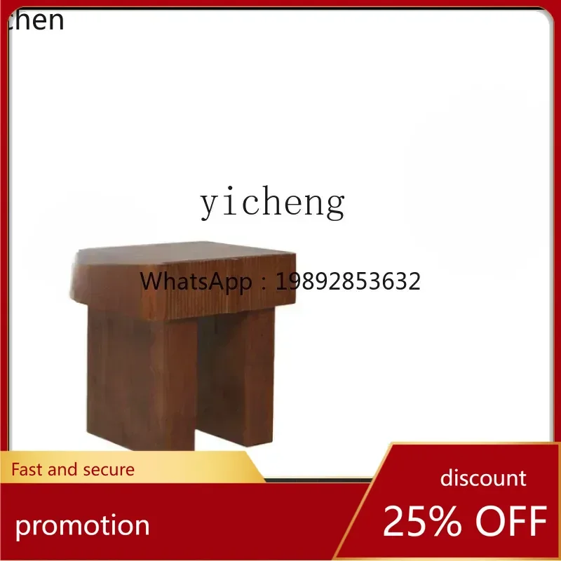 

HT Bedside Table Retro Moru Side Table Solid Wood Silent Creative Cabinet