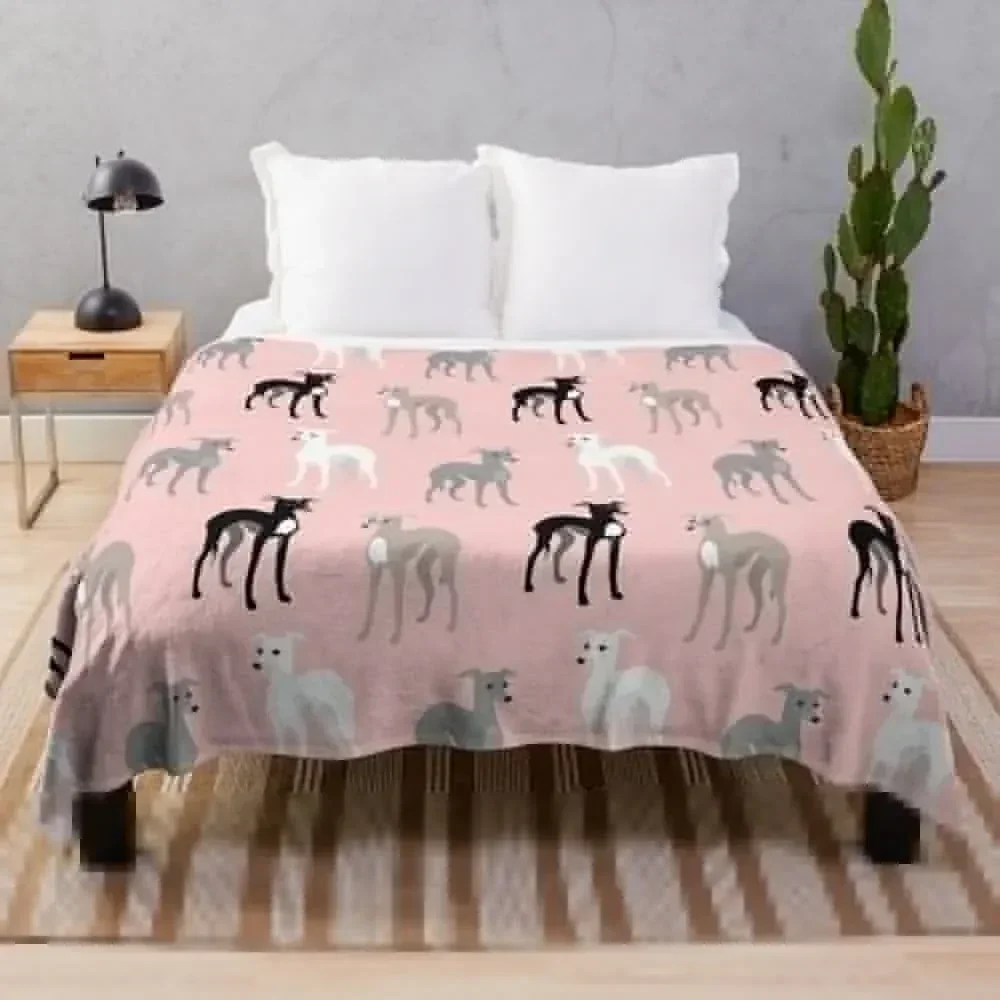 

Italian Greyhounds or Whippets Pink Pattern Throw Blanket anime Bed Fashionable Furrys funny gift Blankets