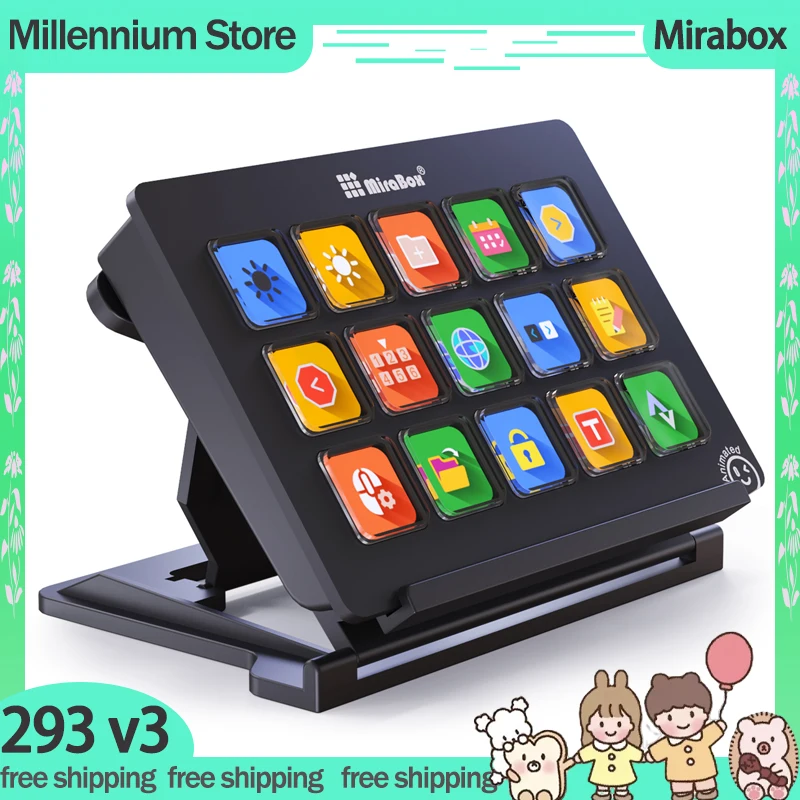 Mirabox 293 V3 StreamDeck Mini Visual Keyboard 15Keys LCD Button Stream Deck Live Content Creation Controller Custom Button Gift