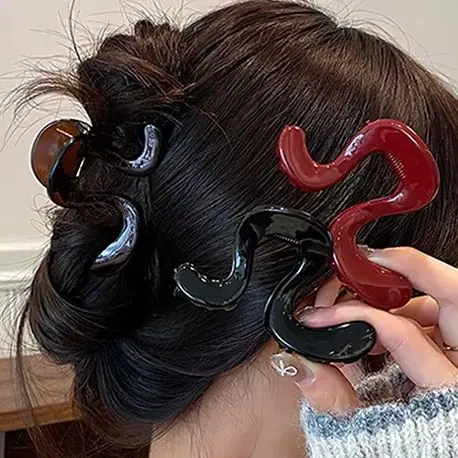 تصميم جيلي ليوبارد 2/4 قطع مشابك شعر، مشابك سرطان البحر المموجة البسيطة لحامل ذيل الحصان والمشابك.