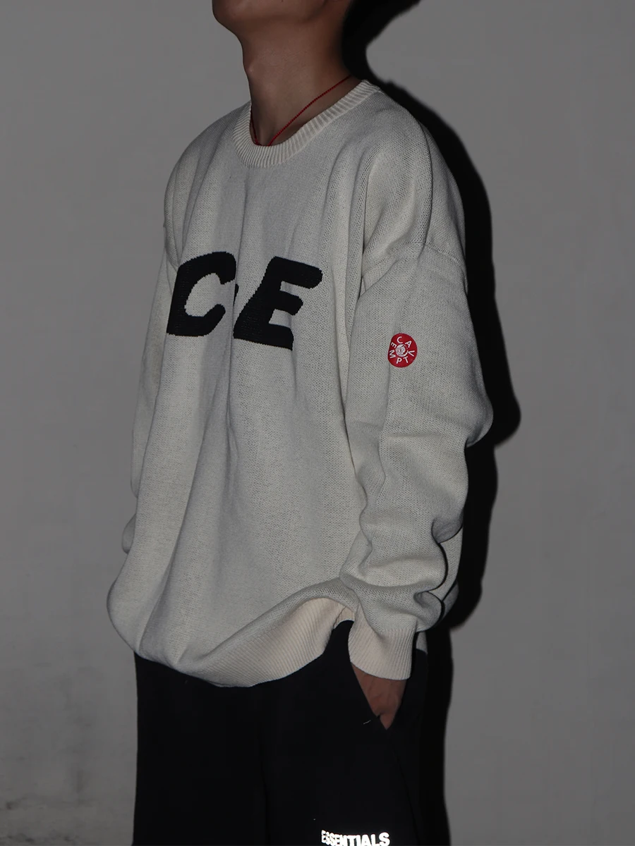 

Life CaveMpt Autumn Winter LazyCE Large Logo Overhead Men's Sweater Couple Trendy Knitwear Versatile round Ne Long Sve Y...