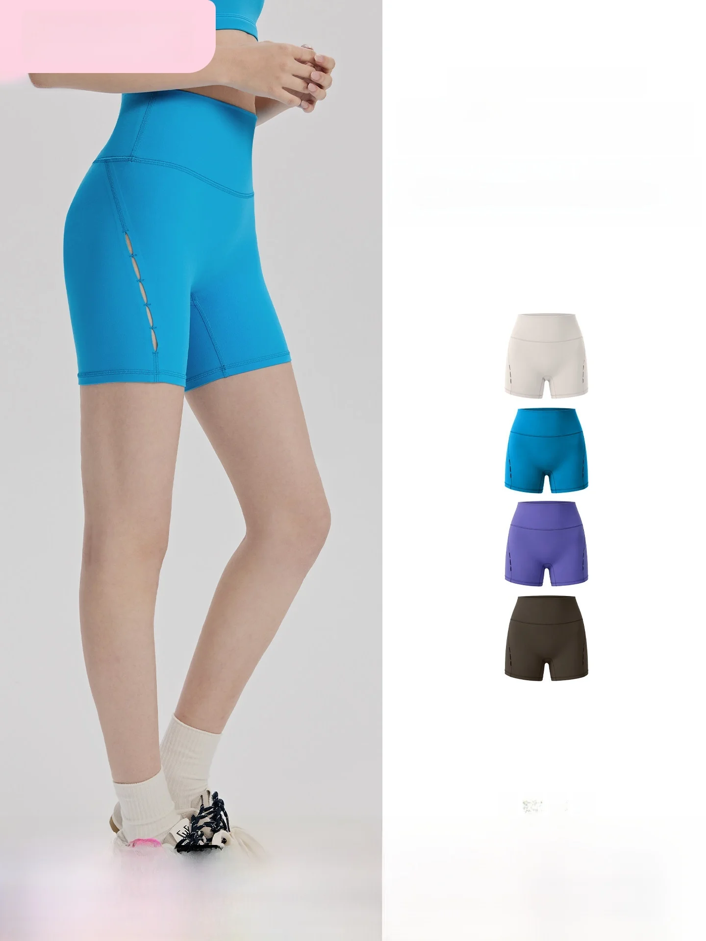 High-Waist Sporty Hollow out Sensual Shorts Women's Tight Fitness Pants Running Training Yoga Tight Pants Breathable Stretchy