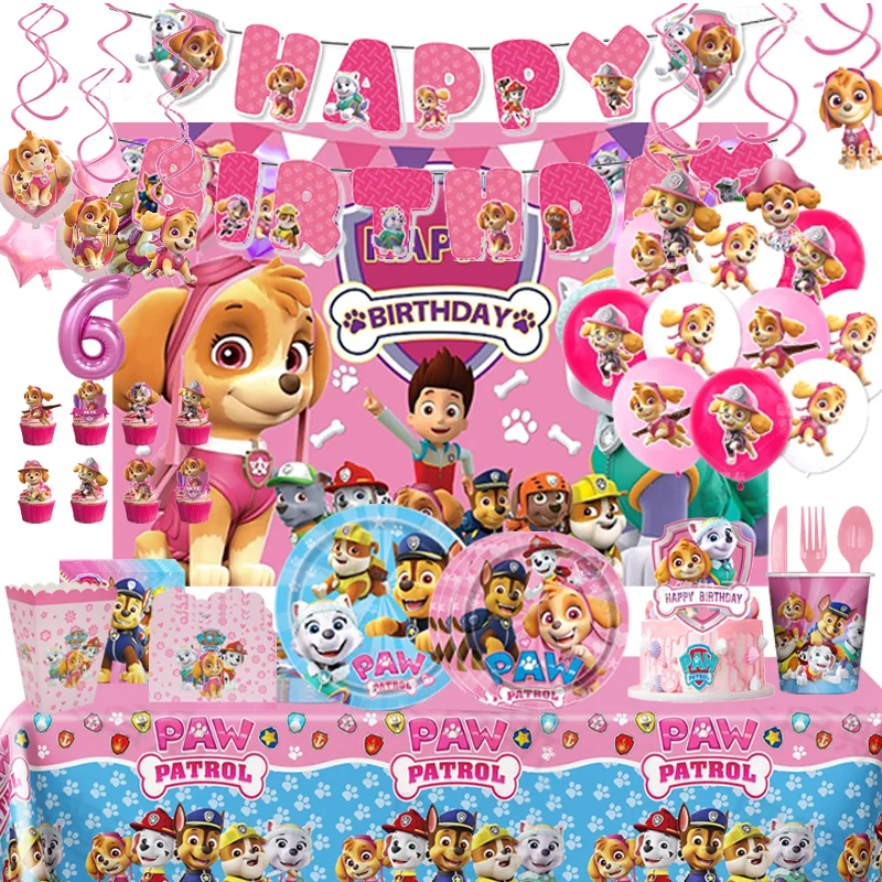 Paw Patrol Ragazzi Ragazze Decorazione festa di compleanno Cartone animato Anime Posate usa e getta Decorazione oggetti di scena Decorazioni per baby shower