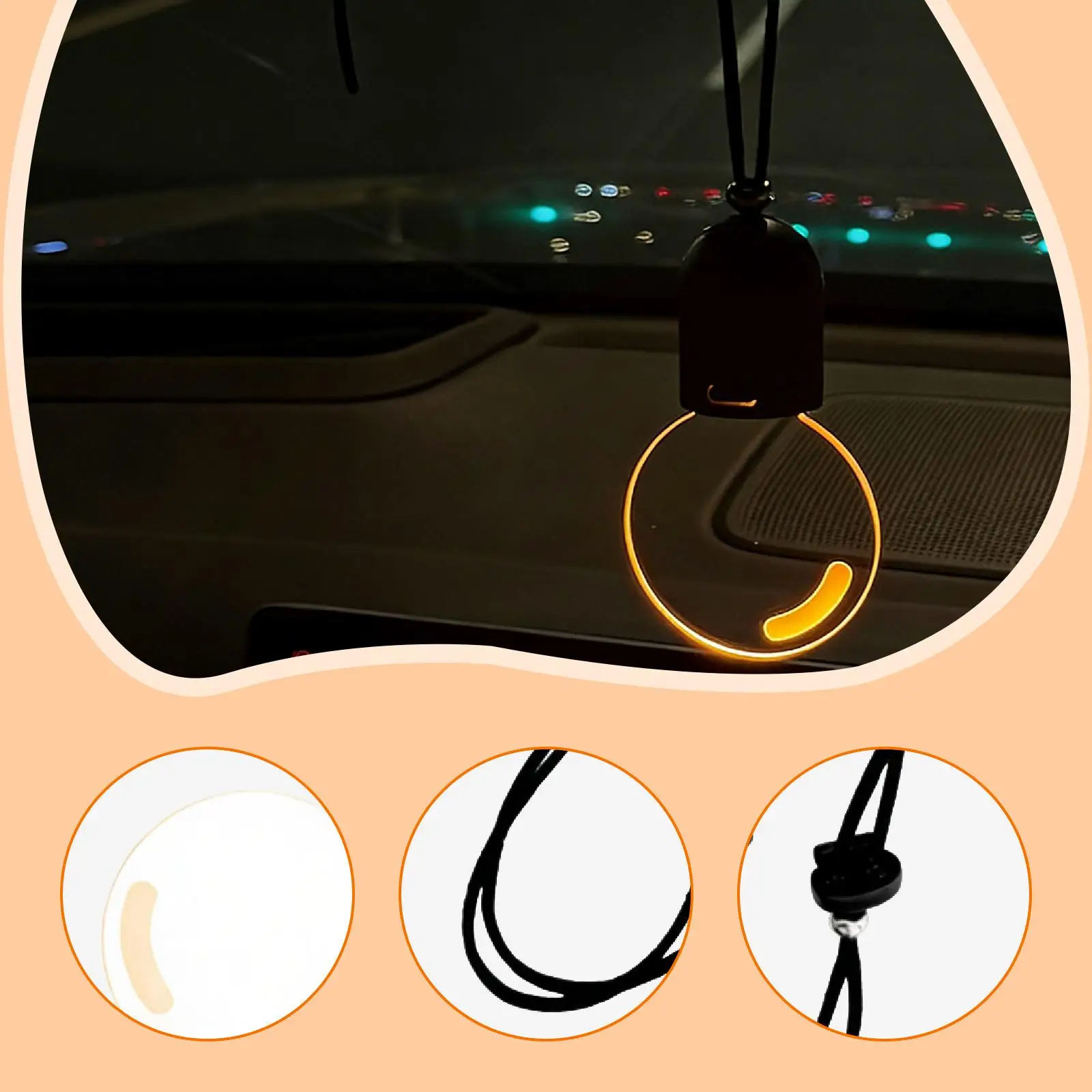Decorative Bulb Car Charm Mini LED Pendant Light Internal Lighting Accessory for Car Rearview Mirror