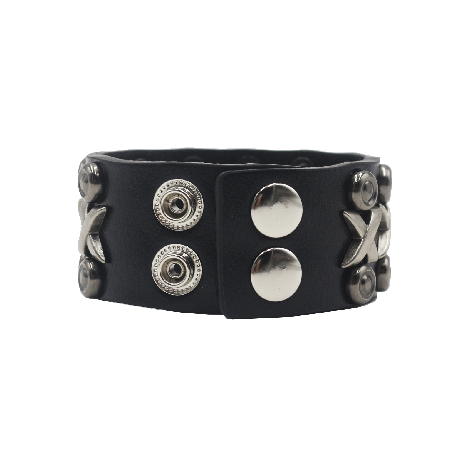 leather bracelet bangle cuff rope Wide Punk Chunky Rivet Leather Bangle Rock Rows Nails Wristband Adjustable Size Jewelry Bracel