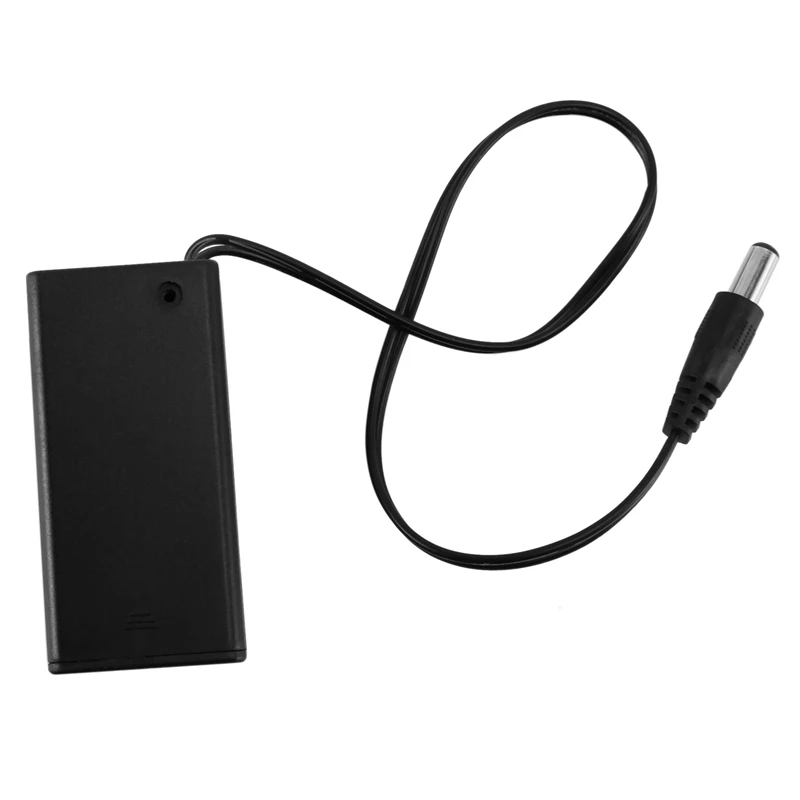 DC 9V PP3 Battery Holder Box Case Wire Lead ON/OFF Switch Cover + 2.1mm Plug-DTD2