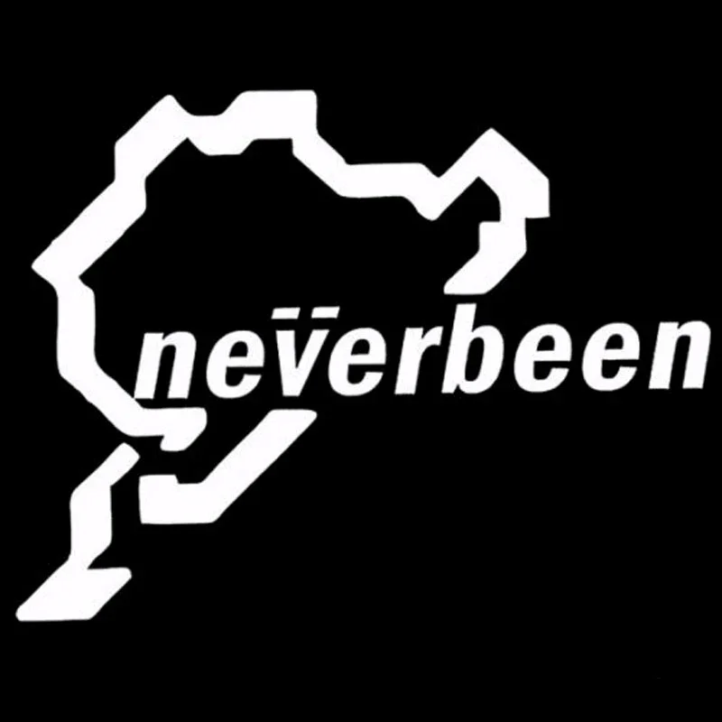 SZWL Neverbeen Car Sticker Creative Decal Vinyl for JDM Euro Nurburgring Funny Waterproof Sticker Decals Black White,14cm*10cm