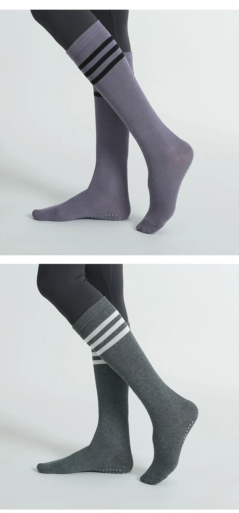 Herbst Winter Frauen Yoga Socken Gestreiften Baumwolle Fitness Atmungsaktive Pilates Socken Mittelrohr Nicht-Slip Gym Dance Ballett Grip socken – Detail 15