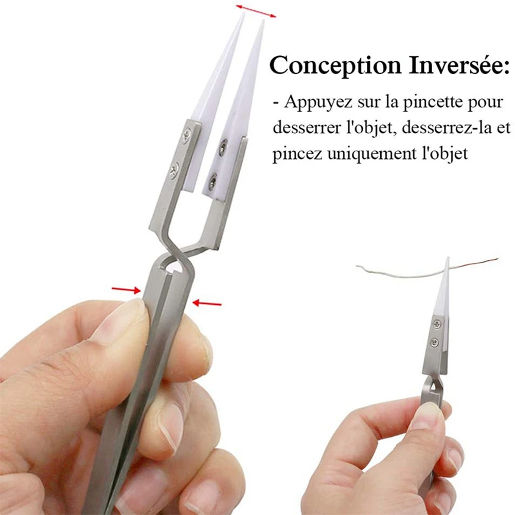 ABRW-6 Pack Antistatic  Tweezers Tweezers Inverted Tweezers Precision Heat Resistant Tweezers